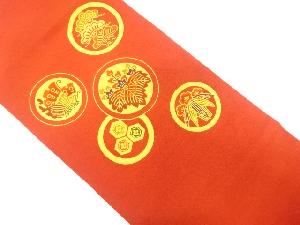 縮緬地桐に蝶・笠松・笹竜胆模様織出し名古屋帯